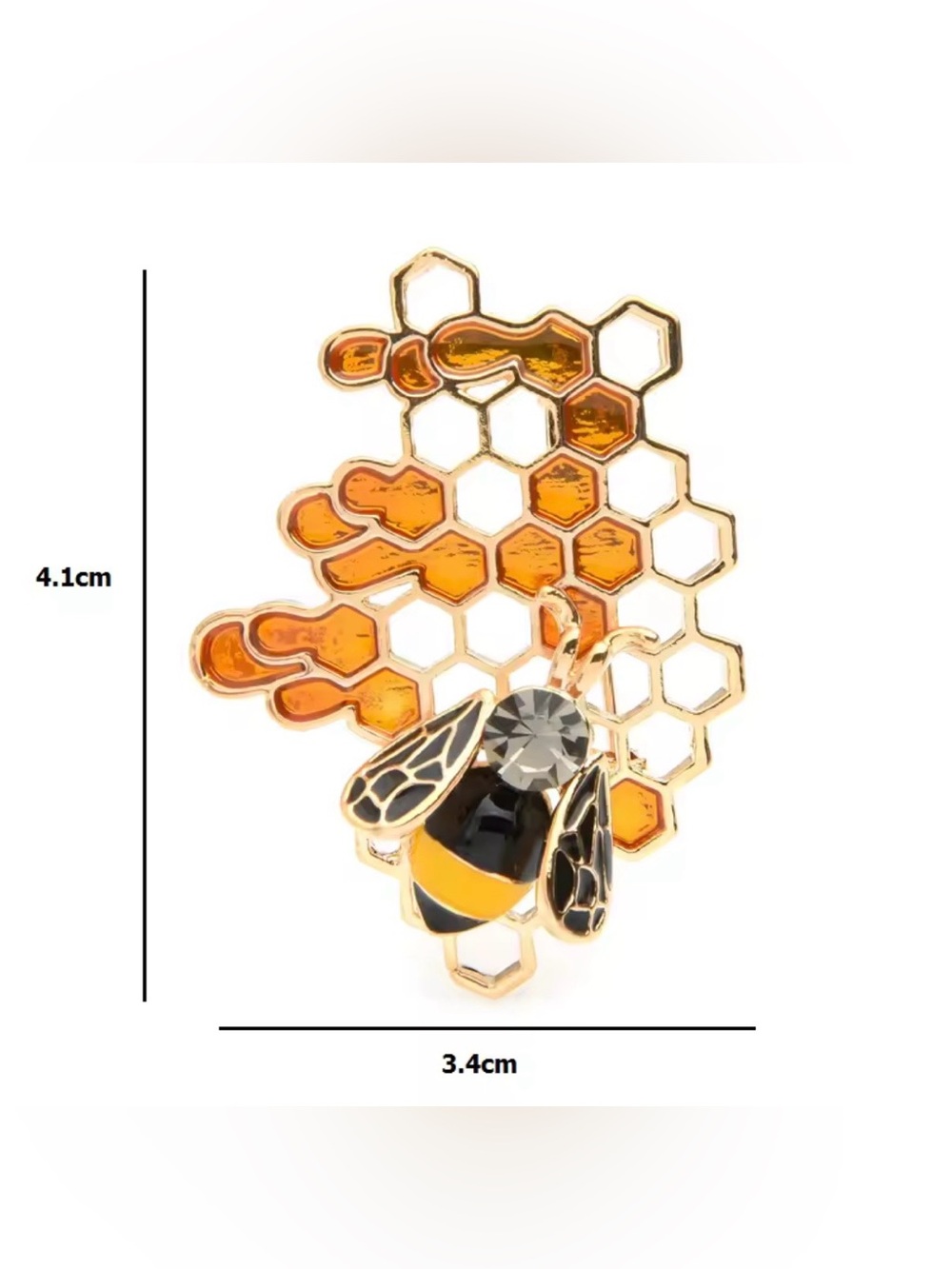 Vintage Inspired Honey Bee Honeycomb Brooch Gold Tone Pin - Picture 6 of 6